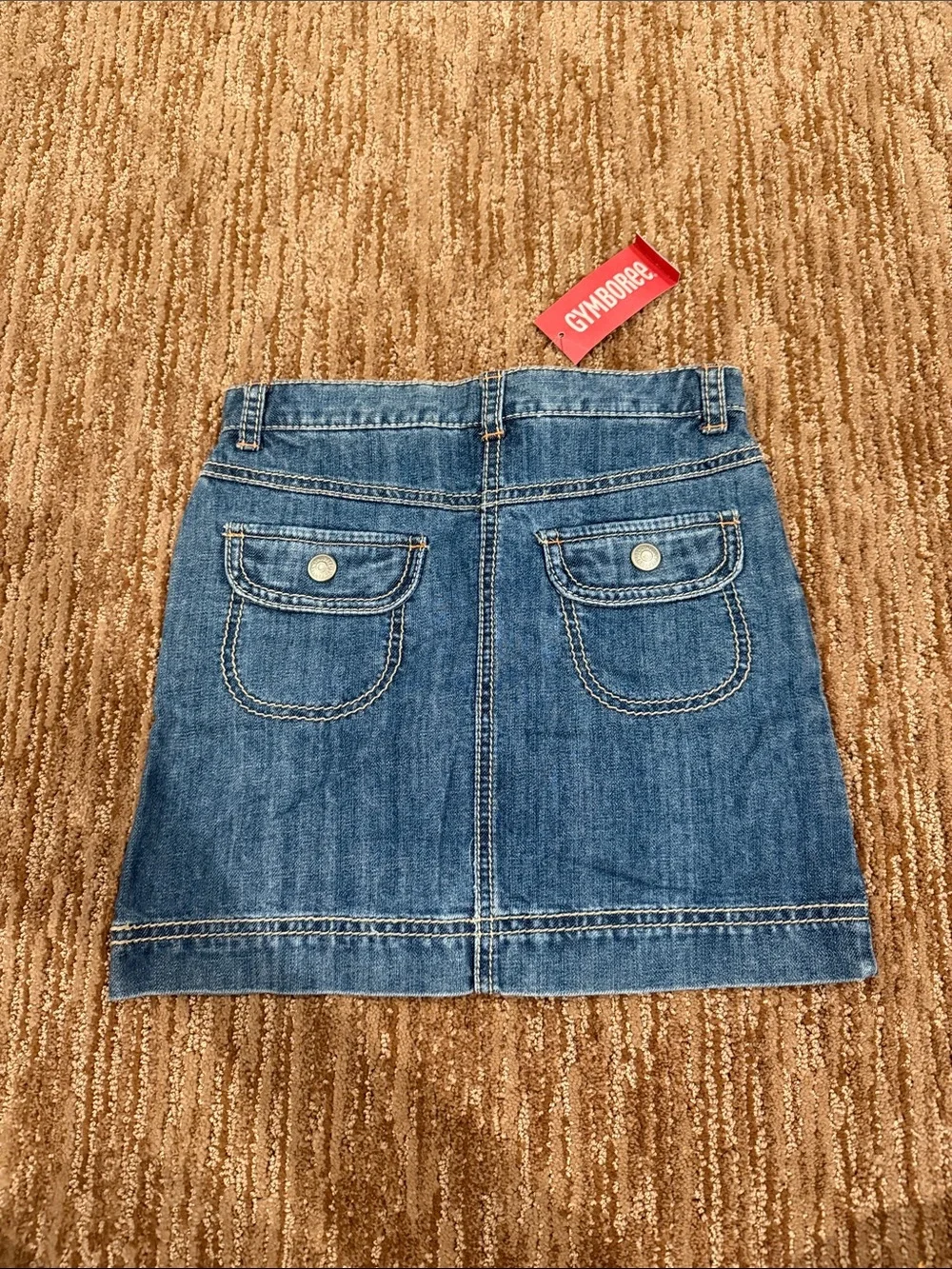 Gymboree Blue Denim Mini Skirt with Orange Pocket Appliqués